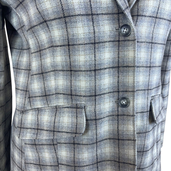 Eddie Bauer Plaid Women’s Gray Button Front Wool Blend Blazer Jacket Size 20