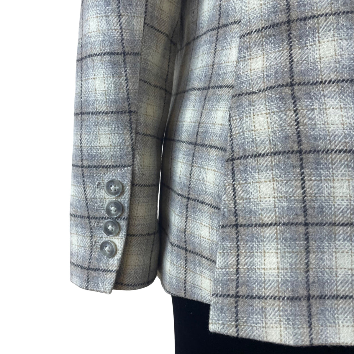 Eddie Bauer Plaid Women’s Gray Button Front Wool Blend Blazer Jacket Size 20