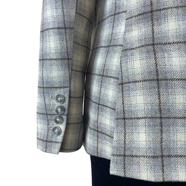 Eddie Bauer Plaid Women’s Gray Button Front Wool Blend Blazer Jacket Size 20