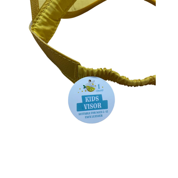 Kids Visor  Kids Lemon Yellow Faux Leather Visor Ages 5-12 Elastic Strap Durable Unique Design