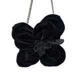 Kate Spade Black Velvet Flower With Gold Chain Strap Crossbody Bag Size S