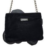 Kate Spade Black Velvet Flower With Gold Chain Strap Crossbody Bag Size S