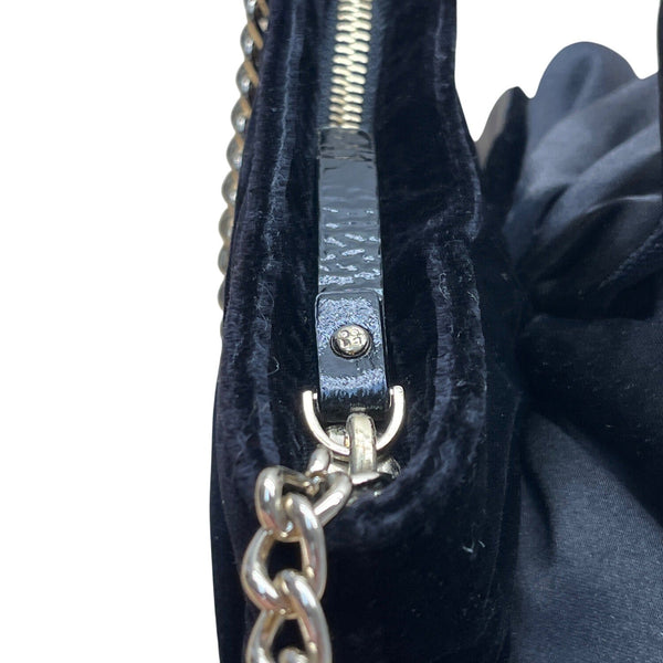 Kate Spade Black Velvet Flower With Gold Chain Strap Crossbody Bag Size S