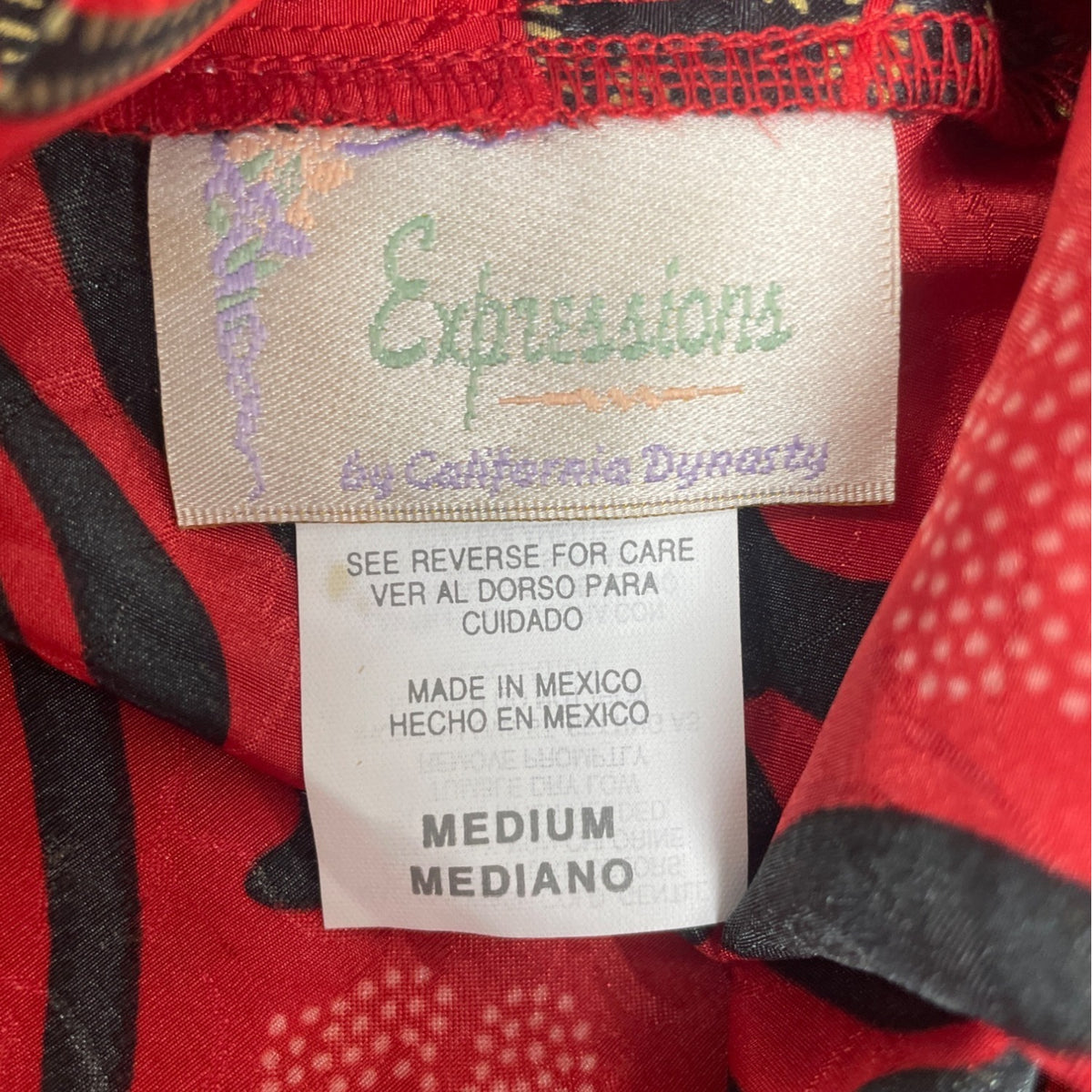 Expressions Women’s Red & Black Floral Jacquard Robe With Belt Long Length Sz M