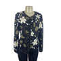 Peruvian Connection Floral Pattern Black Long Sleeve Button Up Cardigan Sz S