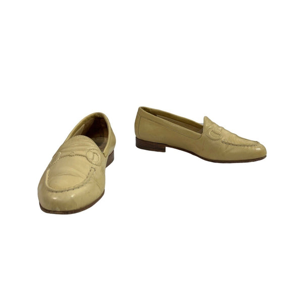 Gucci Women's White Ivory Nappa Agnello Mocassino Pelle Shoes Sz 6B