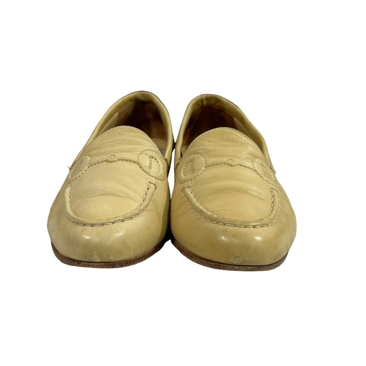 Gucci Women's White Ivory Nappa Agnello Mocassino Pelle Shoes Sz 6B