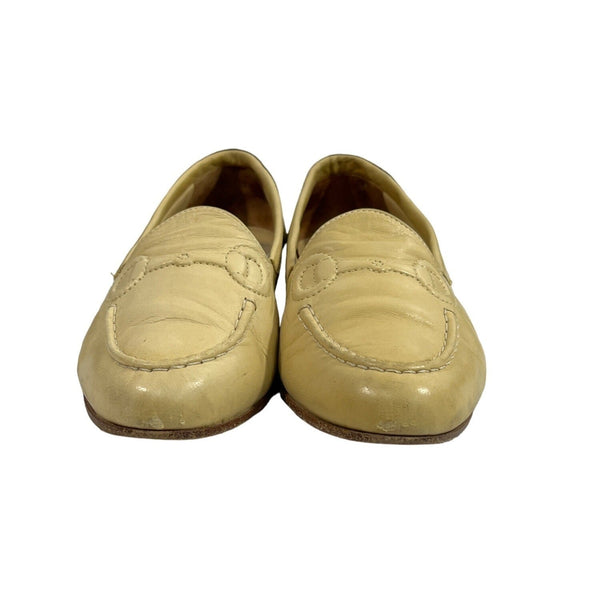 Gucci Women's White Ivory Nappa Agnello Mocassino Pelle Shoes Sz 6B