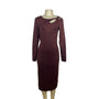 ELIE TAHARI Burgundy Long Sleeve Bodycon Midi Dress W/ Cutout Detail Sz L - New