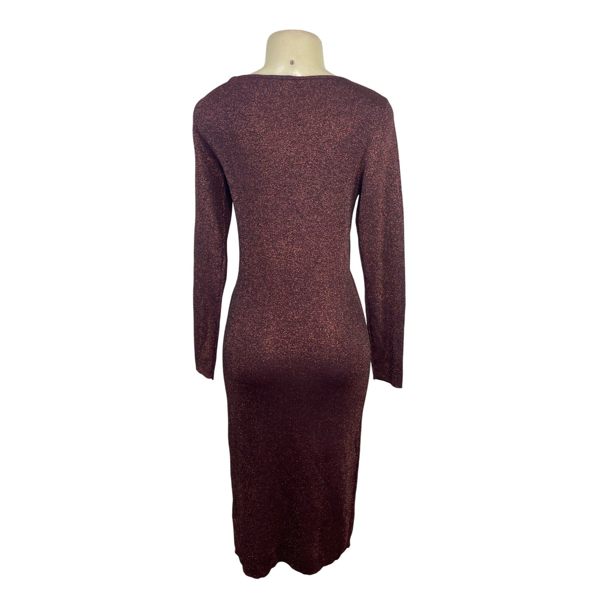 ELIE TAHARI Burgundy Long Sleeve Bodycon Midi Dress W/ Cutout Detail Sz L - New