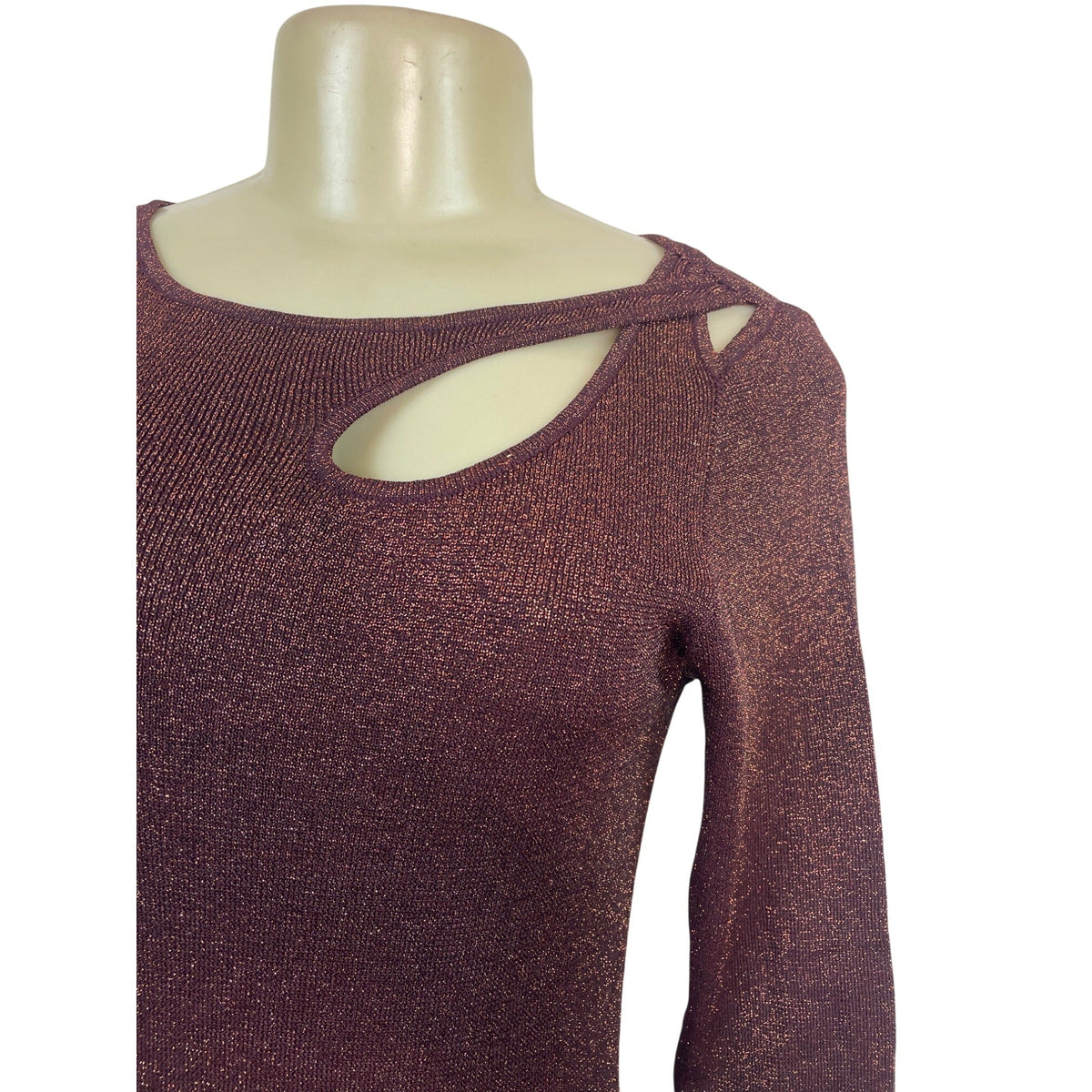 ELIE TAHARI Burgundy Long Sleeve Bodycon Midi Dress W/ Cutout Detail Sz L - New