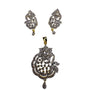 Assembled Crystal Pendant & Earrings Jewelry Set Gold Tone With Rhintone