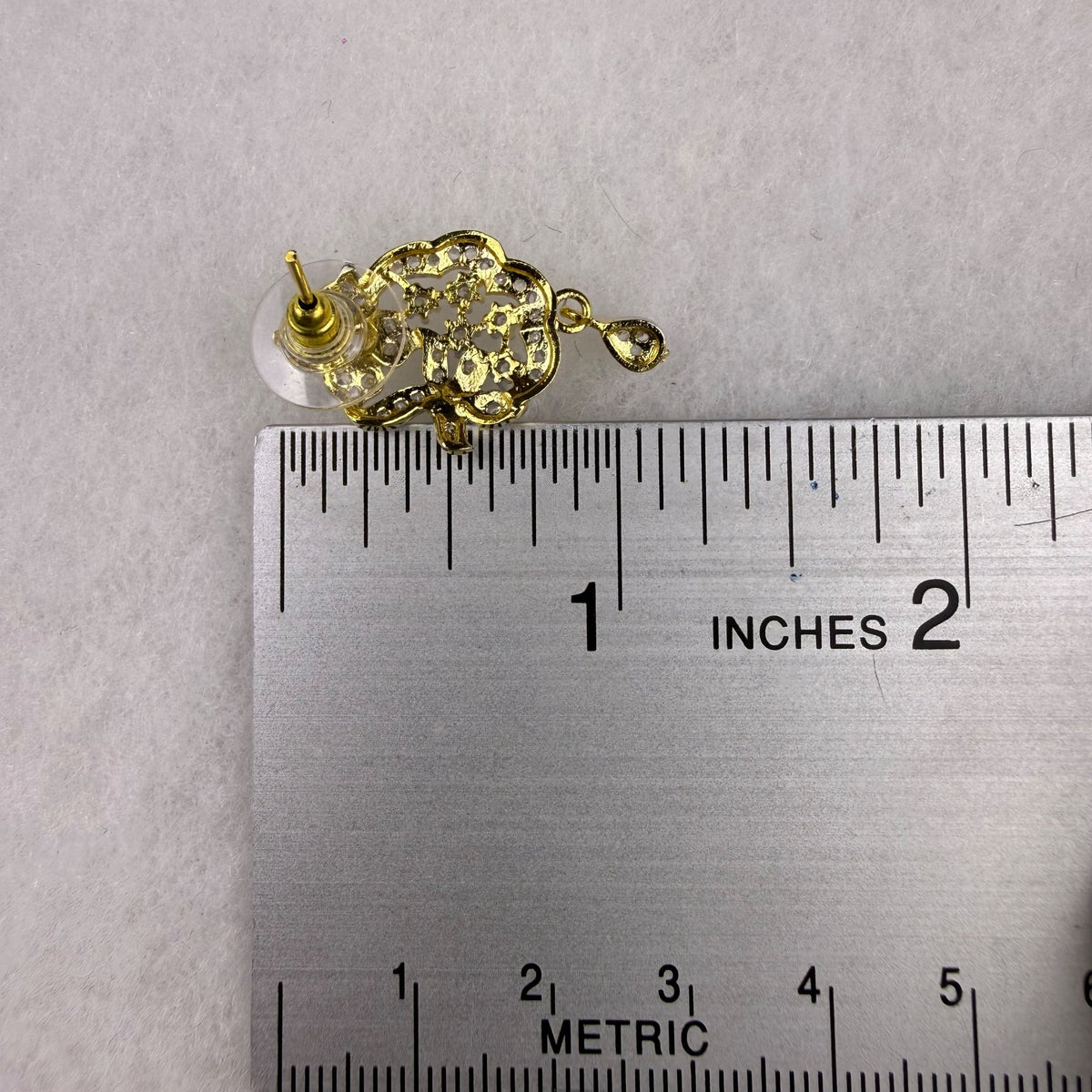 Assembled Crystal Pendant & Earrings Jewelry Set Gold Tone With Rhintone