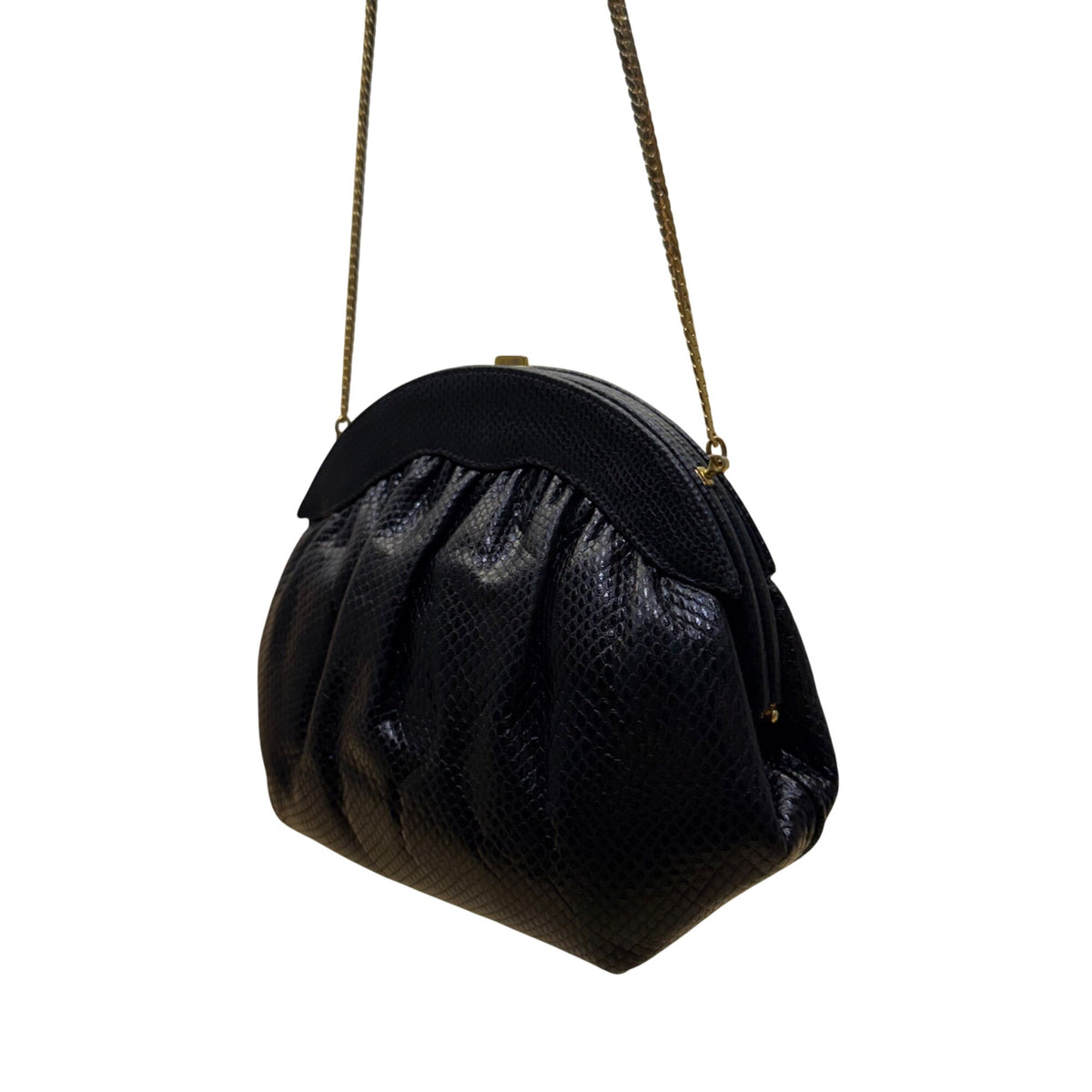 Finesse La Mode Black Leather Rhinestone Embellished Evening Clutch With Strap