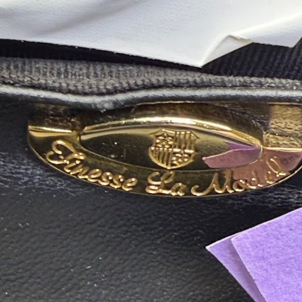 Finesse La Mode Black Leather Rhinestone Embellished Evening Clutch With Strap