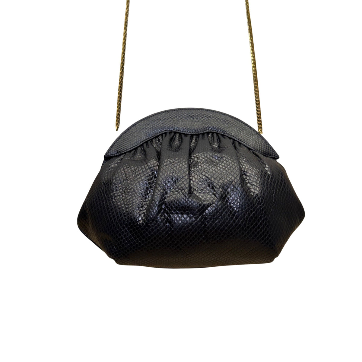 Finesse La Mode Black Leather Rhinestone Embellished Evening Clutch With Strap