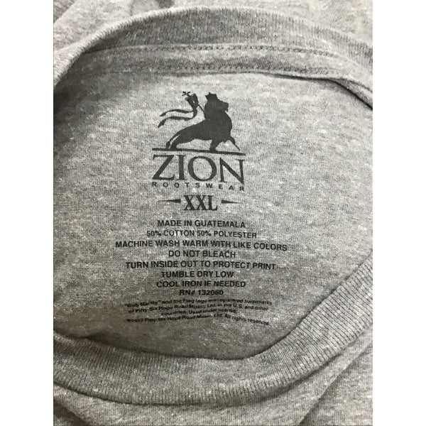 Zion Rootswear Mens Gray Cotton Polyester Bob Marley One Love Graphic T-Shirt XXL