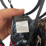 Single Dress Womens Multicolor Silk Paisley Pattern Striped Handkerchief Hem Dress P