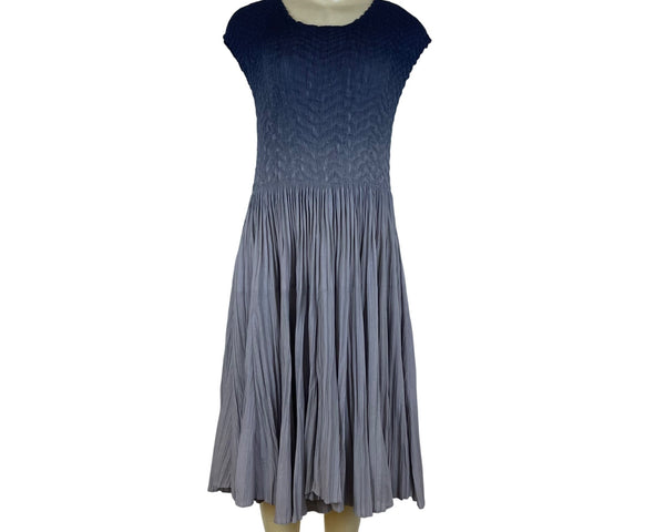 Vannie Couture Women’s Grey Ombre Pleated Midi Dress Stretch One Size Fits Most