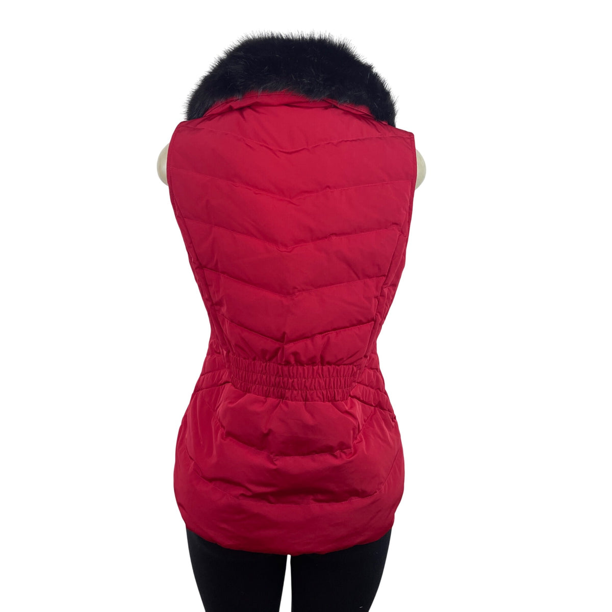 Talbots Red Puffer Vest With Faux Fur Collar & Gold Zipper Details Size S - New
