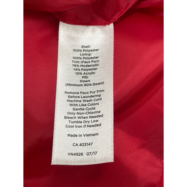 Talbots Red Puffer Vest With Faux Fur Collar & Gold Zipper Details Size S - New