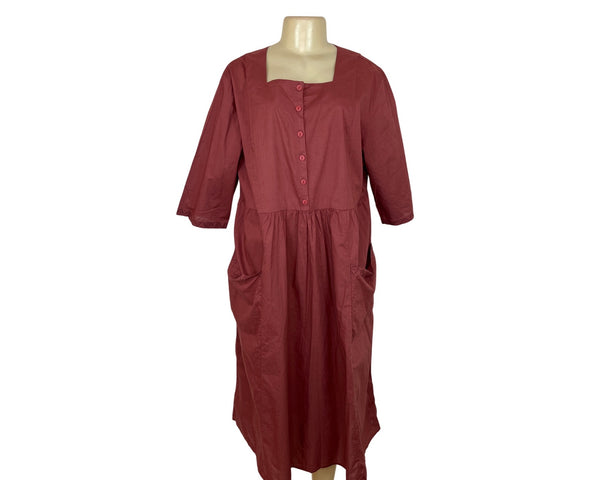 10 Colors Vintage Rose Button-Down Dress W Square Neckline & Pockets Sz XL- New