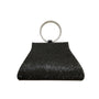 Mossmon Black Rhinestone Silver Handle Satin Lining Snap Closure Evening Clutch