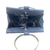 Mossmon Black Rhinestone Silver Handle Satin Lining Snap Closure Evening Clutch