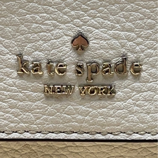 Kate Spade Beige & White Pebbled Leather Front Pocket Leila Crossbody Bag Sz S