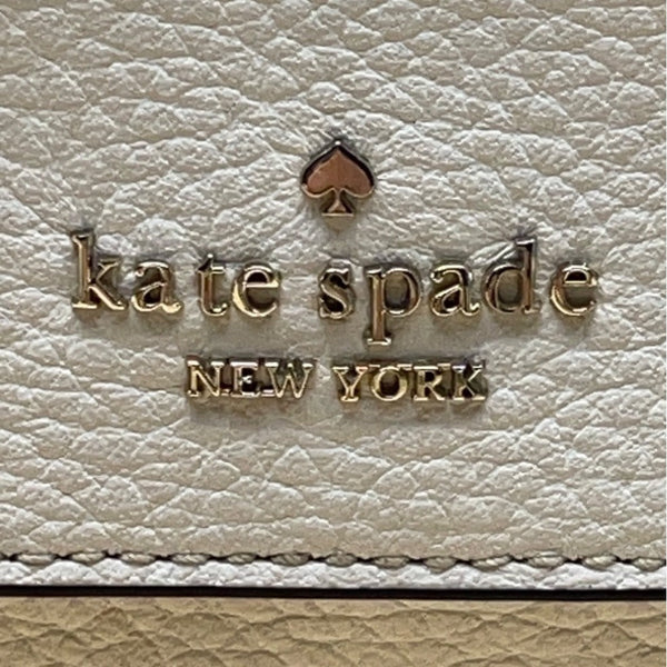 Kate Spade Beige & White Pebbled Leather Front Pocket Leila Crossbody Bag Sz S