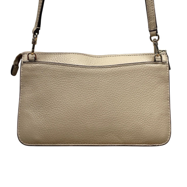 Kate Spade Beige & White Pebbled Leather Front Pocket Leila Crossbody Bag Sz S