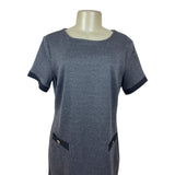 Tommy Hilfiger Gray & Black Shift Dress With Button Pockets & Back Zip Sz 14