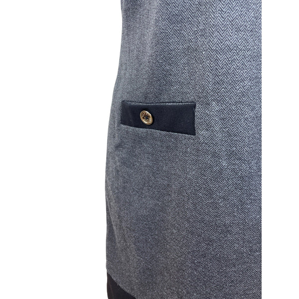 Tommy Hilfiger Gray & Black Shift Dress With Button Pockets & Back Zip Sz 14