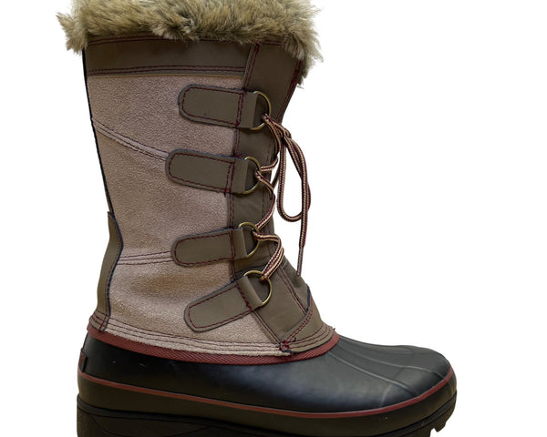 Khombu Women’s Brown & Black Faux Fur Lace-Up Waterproof Snow Boots Size 8M