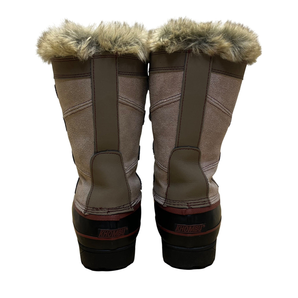 Khombu Women’s Brown & Black Faux Fur Lace-Up Waterproof Snow Boots Size 8M