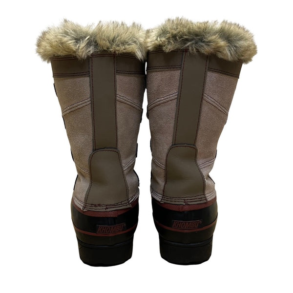 Khombu Women’s Brown & Black Faux Fur Lace-Up Waterproof Snow Boots Size 8M