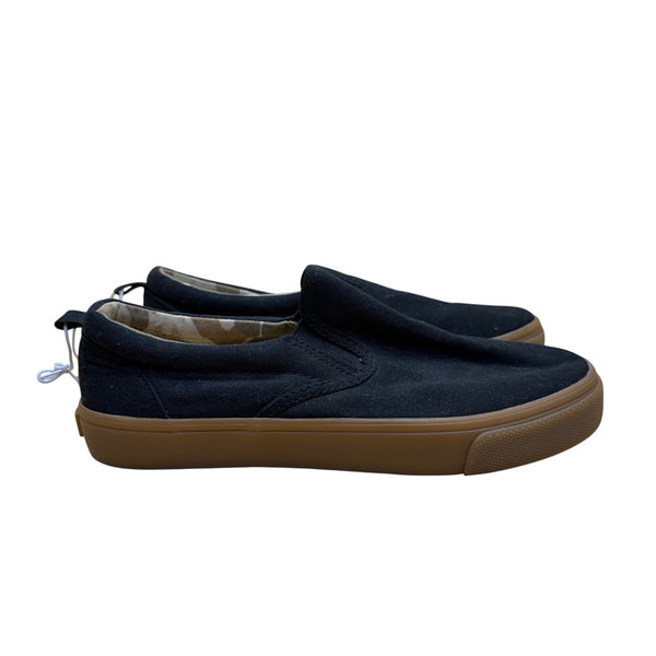Vans Mens Black Canvas Slip-On Sneakers Gum Sole Casual Shoes Size 10 Stylish