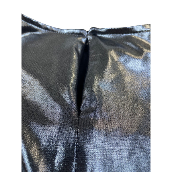 Zara Girls Metallic Silver Long Sleeve Dress Knot Front Shiny Party Size 10