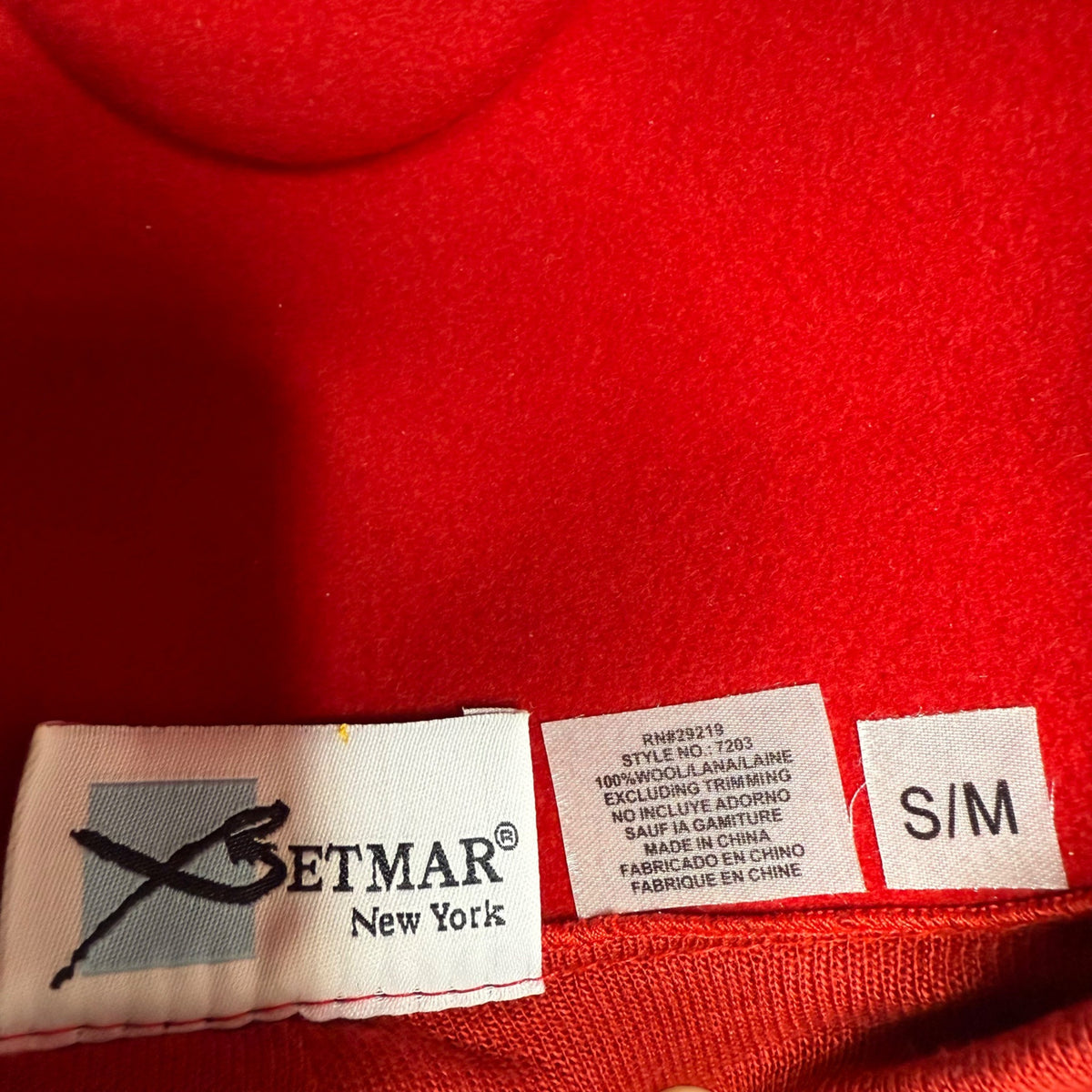 Vintage Betmar Women’s Red 100% Wool Hat With Tie Ribbon Brim Cloche Style S/M