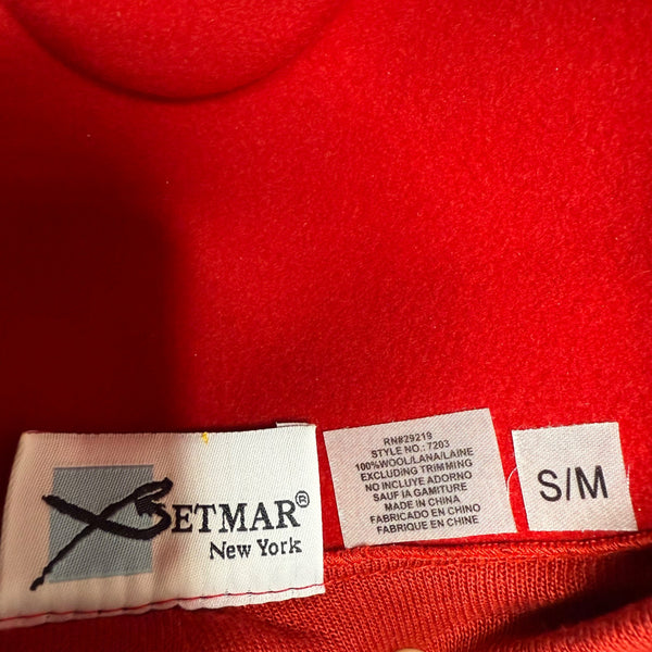 Vintage Betmar Women’s Red 100% Wool Hat With Tie Ribbon Brim Cloche Style S/M