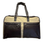 Unbranded Beige Canvas & Brown Faux Leather With Dual Handles Travel Duffel Bag
