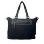 Roots 73 Women’s Black Nylon & Faux Leather With Front Zipper Pocket Tote Bag
