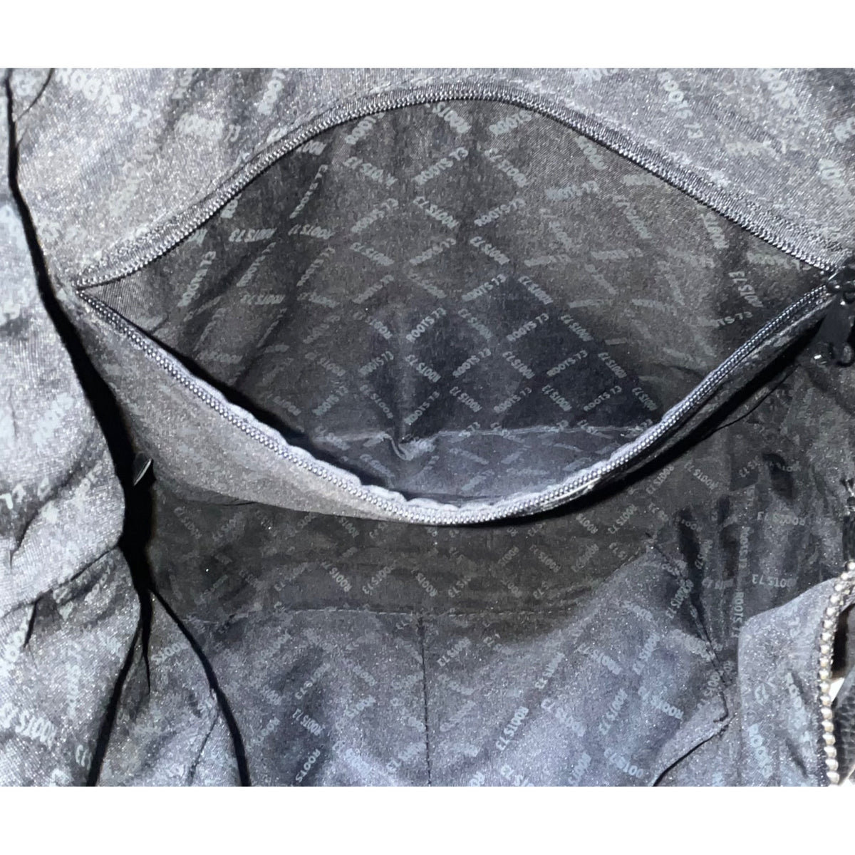 Roots 73 Women’s Black Nylon & Faux Leather With Front Zipper Pocket Tote Bag