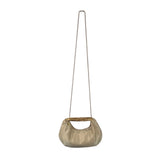 Kate Landry Beige Satin Gold Metal Mesh Handle Rope Strap Evening Clutch Sz S