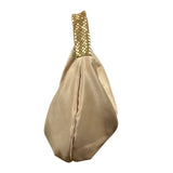 Kate Landry Beige Satin Gold Metal Mesh Handle Rope Strap Evening Clutch Sz S