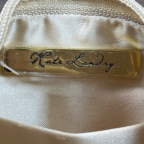 Kate Landry Beige Satin Gold Metal Mesh Handle Rope Strap Evening Clutch Sz S
