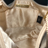 Kate Landry Beige Satin Gold Metal Mesh Handle Rope Strap Evening Clutch Sz S