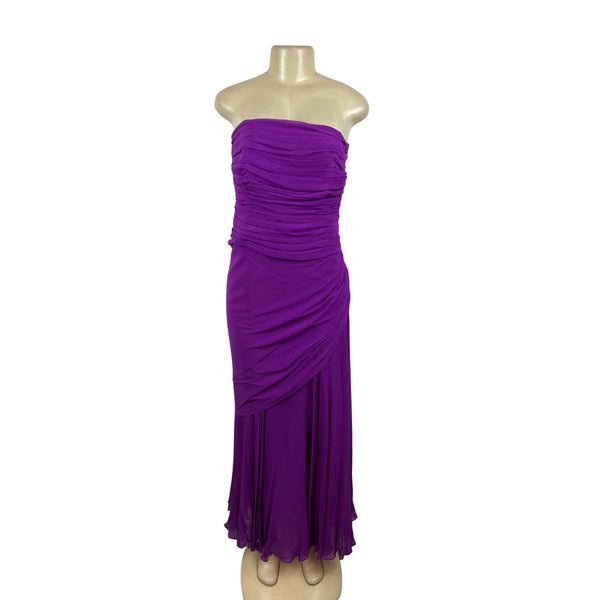 Shawn Ray Fons Strapless Purple Ruched Evening Dress With Matching Shawl Sz 10