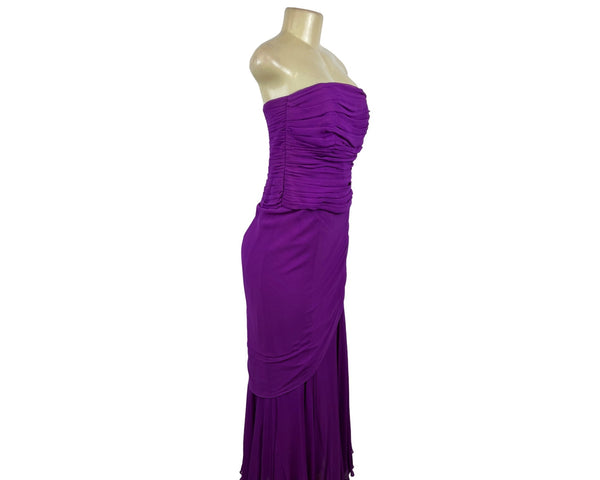 Shawn Ray Fons Strapless Purple Ruched Evening Dress With Matching Shawl Sz 10