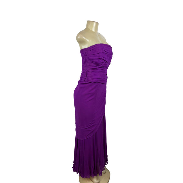 Shawn Ray Fons Strapless Purple Ruched Evening Dress With Matching Shawl Sz 10
